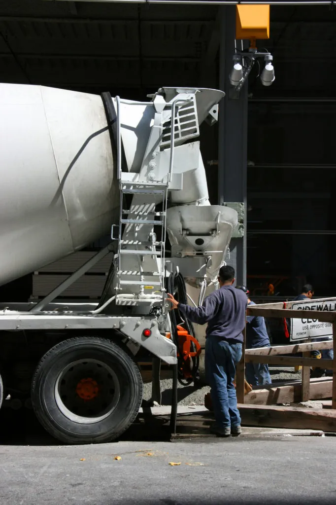 Concrete mixer drum at work